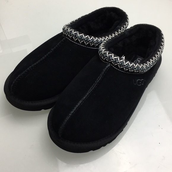 Ugg Tasman Black Suede Sheepskin Slippers Loafers - Picture 5 of 8